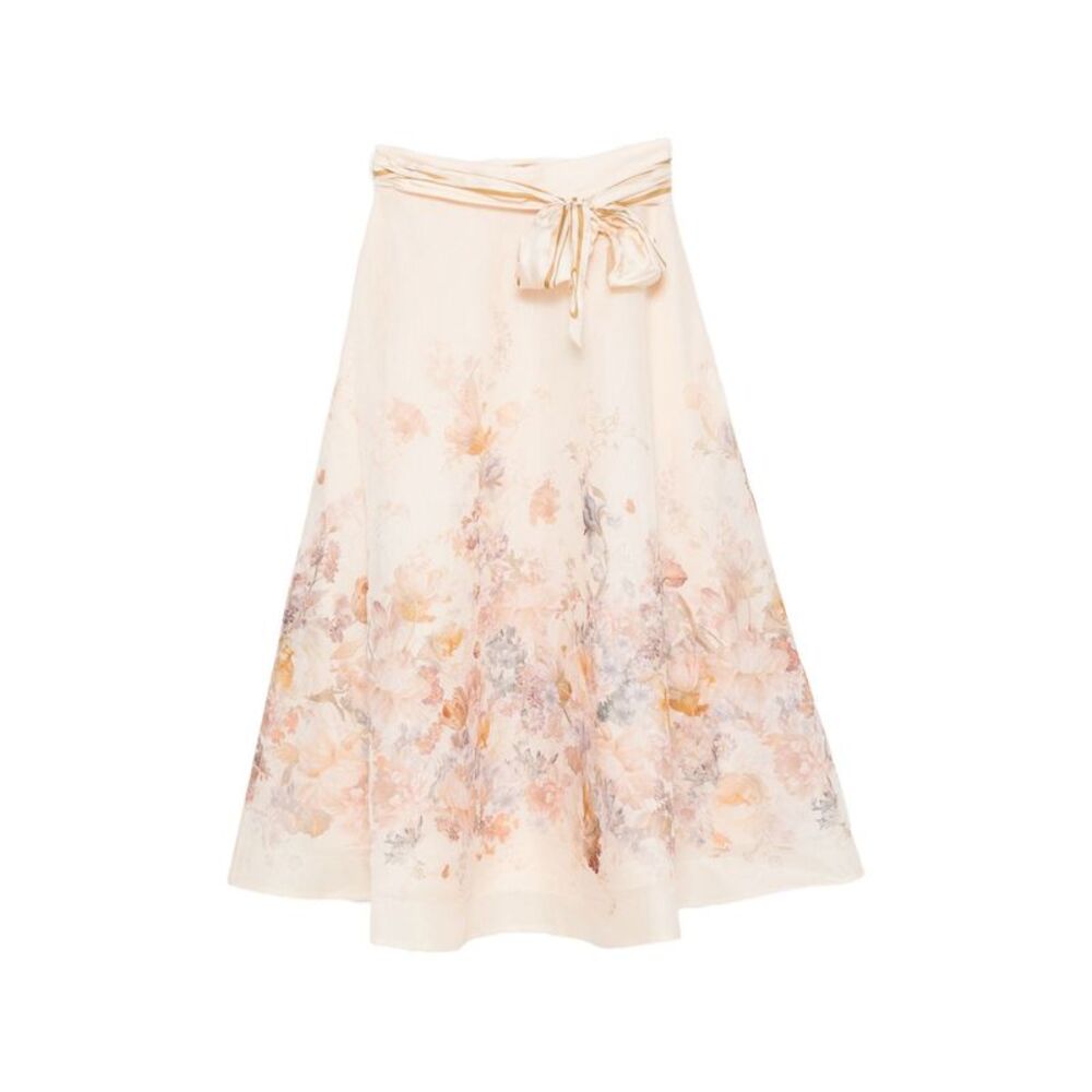 Zimmermann Women Ascent Linen And Silk Midi Skirt